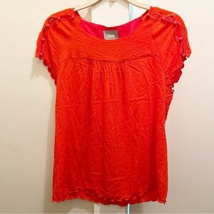 Maeve Anthropologie Orange Swiss Dot‎ Blouse